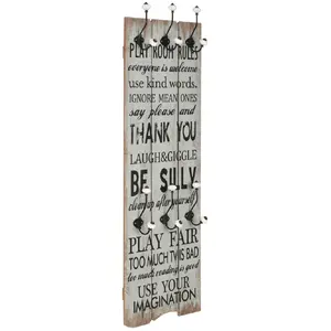 vidaXL Porte-manteau mural avec 6 crochets 120 x 40 cm THANK YOU pas cher