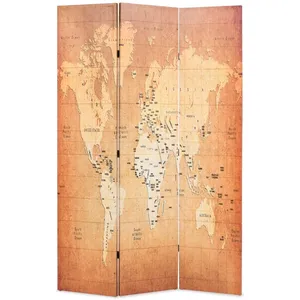 Comparateur de prix : vidaXL Cloison de séparation pliable 120 x 170 cm Carte du monde Jaune
