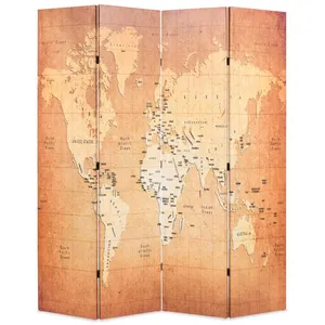Comparateur de prix : vidaXL Cloison de séparation pliable 160 x 170 cm Carte du monde Jaune