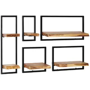Comparateur de prix : vidaXL Set d'étagères murales 5 pcs Bois d'acacia massif et acier