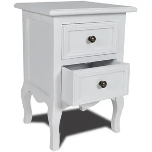 vidaXL Table de chevet avec 2 tiroirs MDF Blanc pas cher