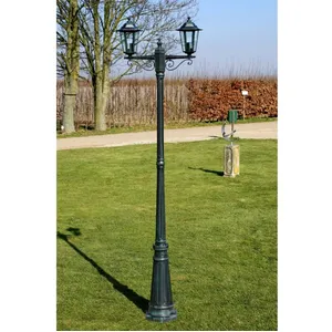 Comparateur de prix : vidaXL Lampadaire de jardin 2 bras 215 cm Vert foncé/Noir Aluminium