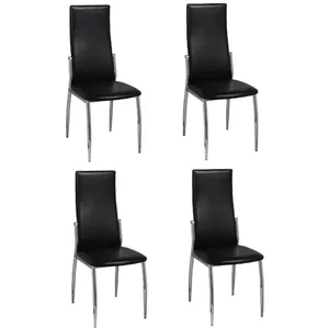 vidaXL Chaises à manger lot de 4 noir similicuir pas cher