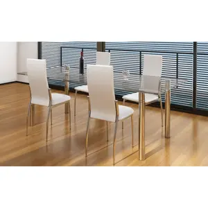 vidaXL Chaises de salle à manger 4 pcs Blanc Similicuir pas cher
