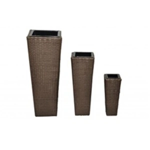 vidaXL Lits surélevés de jardin 3 pcs Résine tressée Marron pas cher