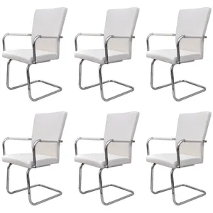 Comparateur de prix : vidaXL Chaises à manger cantilever lot de 6 blanc similicuir