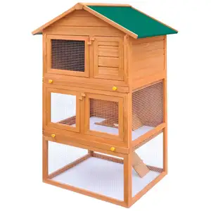 Comparateur de prix : vidaXL Clapier d'extérieur Enclos pour petits animaux 3 niveaux Bois