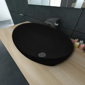 Comparateur de prix : vidaXL Lavabo ovale Céramique 40 x 33 cm Noir