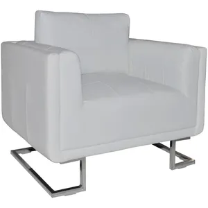 Comparateur de prix : vidaXL Fauteuil cube avec pieds chromés Blanc Similicuir