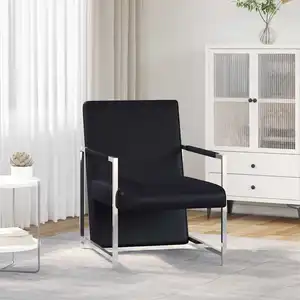 Comparateur de prix : vidaXL Fauteuil avec pieds chromés Noir Similicuir