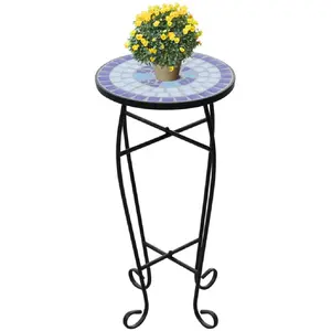 vidaXL Table d'appoint Mosaïque Bleu et blanc pas cher