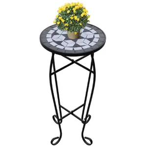 Comparateur de prix : vidaXL Table d'appoint Mosaïque Noir et blanc