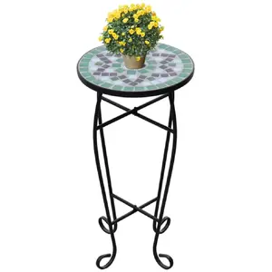 vidaXL Table d'appoint Mosaïque Vert et blanc pas cher