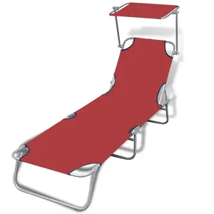 Comparateur de prix : vidaXL Chaise longue pliable avec auvent acier et tissu rouge