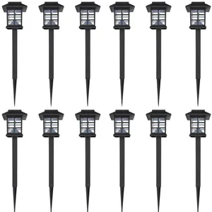 vidaXL Ensemble de 12 lampes LED solaires avec piquet 8,6x8,6x38 cmVendu parvidaxl