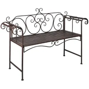 vidaXL Banc de jardin 132 cm Acier Antique Marron pas cher