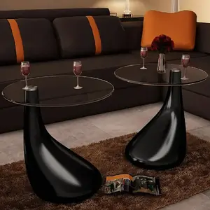 Comparateur de prix : vidaXL Table basse et dessus de table Verre rond Noir brillant 2 pcs