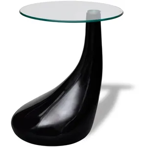 vidaXL Table basse avec dessus de table en verre rond Noir brillant pas cher