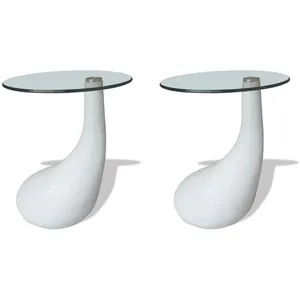 Comparateur de prix : vidaXL Table basse et dessus de table Verre rond Blanc brillant 2 pcs