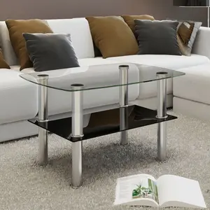 Comparateur de prix : vidaXL Table basse avec 2 étagères Verre