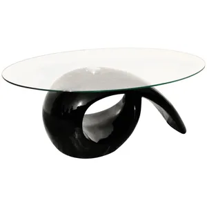 Comparateur de prix : vidaXL Table basse avec dessus de table en verre ovale Noir brillant