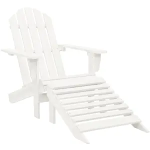 vidaXL Chaise de jardin avec pouf Bois Blanc pas cher