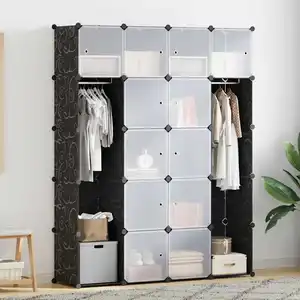 Comparateur de prix : vidaXL Armoire modulaire 14 compartiments Noir et blanc 37x146x180,5cm