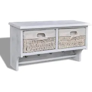 vidaXL Porte-manteau Blanc 60x23,5x33 cm Bois de Paulownia pas cher