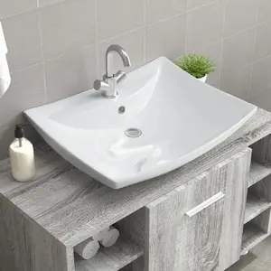 vidaXL Luxueuse vasque céramique rectangulaire avec trop plein pas cher