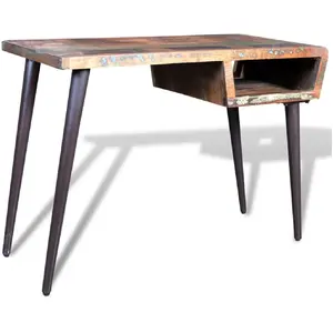 Comparateur de prix : vidaXL Bureau avec pieds en fer Bois de récupération