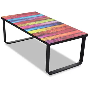 Comparateur de prix : vidaXL Table basse avec impression d'arc-en-ciel Dessus en verre