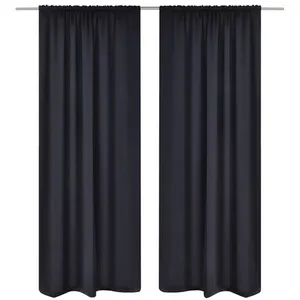 Comparateur de prix : vidaXL 2 pcs Rideau Blackout Occultant Noir Tête à Fente 135 x 245 cm
