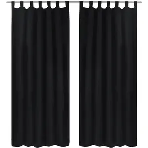 Comparateur de prix : vidaXL 2 pcs Rideau à Passant Micro Satin Noir 140 x 175 cm