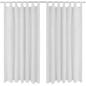 vidaXL 2 pcs Rideau à Passant Micro Satin Blanc 140 x 175 cm pas cher