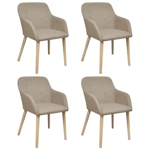 Comparateur de prix : vidaXL 4 pcs Chaises de salle à manger Beige Tissu et chêne massif