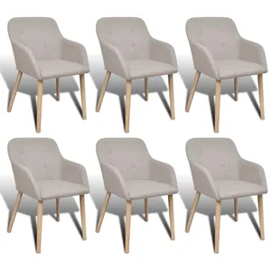 Comparateur de prix : VIDAXL Chêne Massif 6x Chaises de Salle à Manger Beige Tissu Cuisine 270571