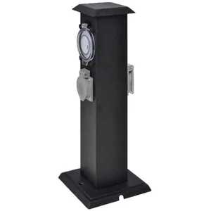 Comparateur de prix : vidaXL Pilier avec prise de jardin et minuterie Noir