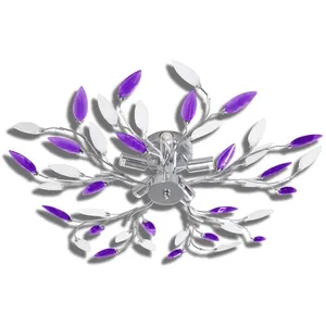 vidaXL Plafonnier avec bras en acrylique Violet et blanc 5ampoules E14 pas cher