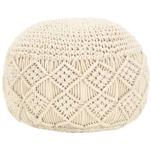 Comparateur de prix : vidaXL Pouf fait à la main en macramé 45 x 30 cm Coton