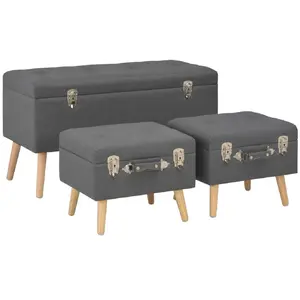 Comparateur de prix : vidaXL Tabourets de rangement 3 pcs Gris foncé Tissu