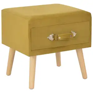 vidaXL Table de chevet Moutarde 40x35x40 cm Velours pas cher
