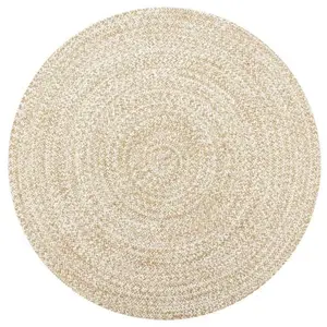 Tapis Rond En Jute Blanc 120cm - Paris Prix Shira - Déco Naturelle Salon