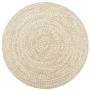 vidaXL Tapis fait à la main Jute Blanc et naturel 150 cm pas cher