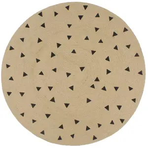 vidaXL Tapis fait à la main Jute avec imprimé à triangles 150 cm pas cher