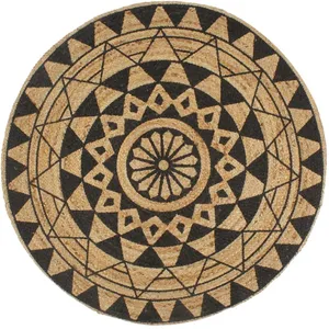 Comparateur de prix : vidaXL Tapis fait à la main Jute avec imprimé noir 150 cm