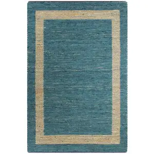 vidaXL Tapis fait à la main jute bleu 160x230 cm