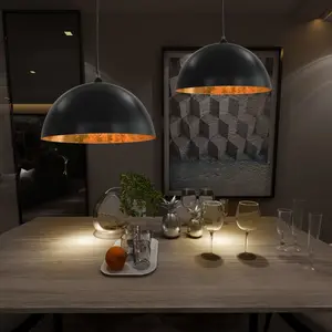 Comparateur de prix : vidaXL 2 pcs Plafonniers Noir et doré Semi-sphérique 50 cm E27