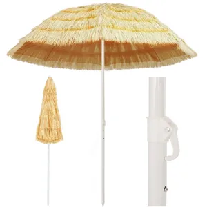 Comparateur de prix : vidaXL Parasol de plage Naturel 240 cm Style hawaïen