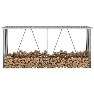 Comparateur de prix : vidaXL Abri de stockage de bois Acier galvanisé 330x84x152 cm Gris