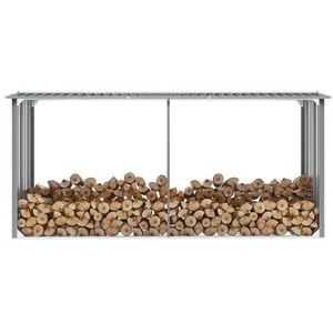 vidaXL Abri de stockage de bois Acier galvanisé 330x92x153 cm Gris pas cher